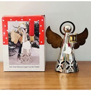 Christmas Angel Candle Holder Tree‎ Topper International Silver Co. Two Toned
